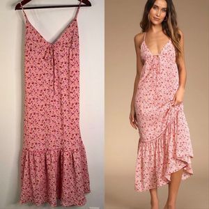Lulu's Pink Floral Maxi Dress